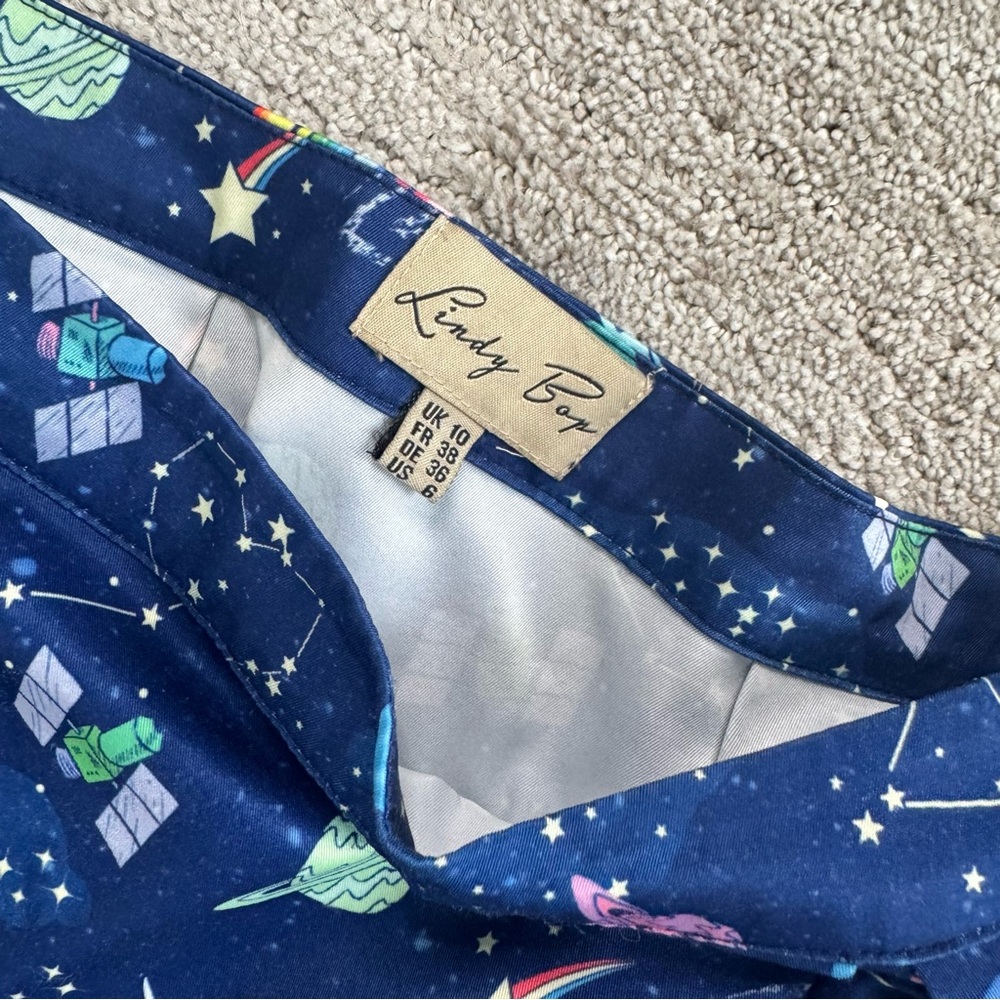 Lindy Bop Unicorn Blue and White Ruffled Skater Mini Skirt - Picture 6 of 10